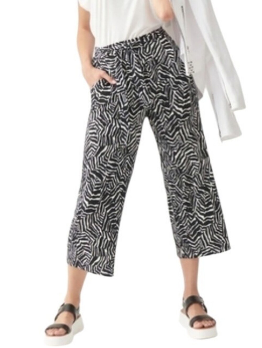 Joseph Ribkoff Zebra Print Cropped Pants Travel Vacation Cruise